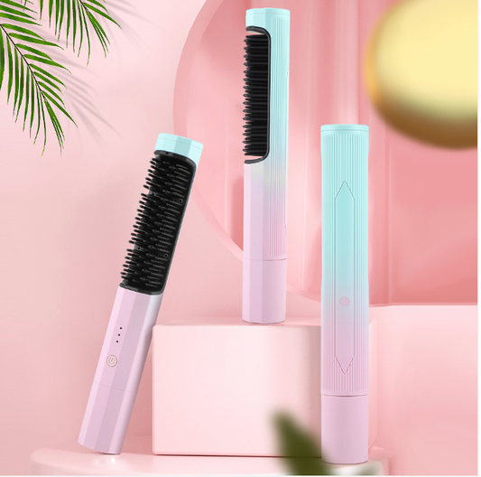 Rechargeable Ionic Hair Straightener Brush - Comb